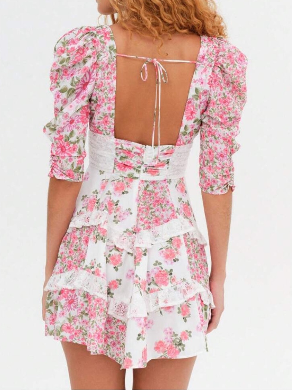 Pink Floral Ruffle Mini Dress - Picture 3 of 3